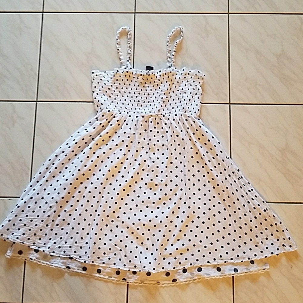 Dress white with black dots